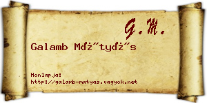 Galamb Mátyás névjegykártya