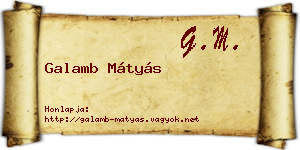 Galamb Mátyás névjegykártya